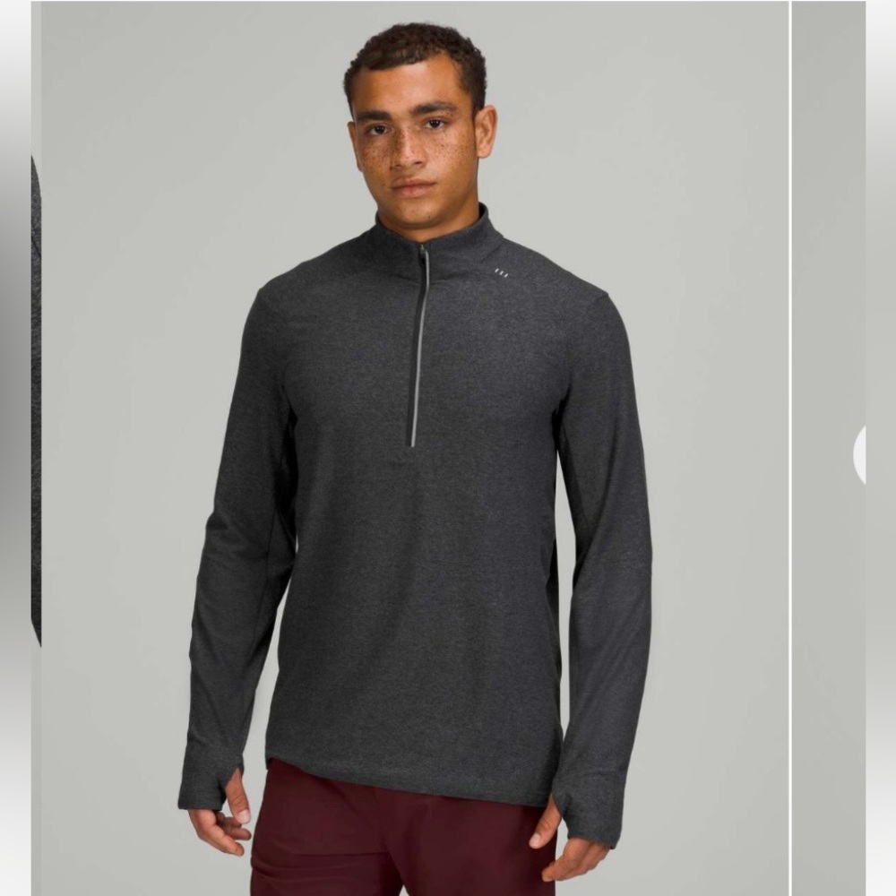 Lululemon Surge Warm Half-Zip Heathered Graphite Grey / Black M3DBVS Rulu XL